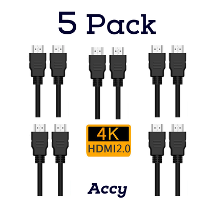 5 Pack 4k 6.6ft HDMI 2.0 Cable Bundle Drop