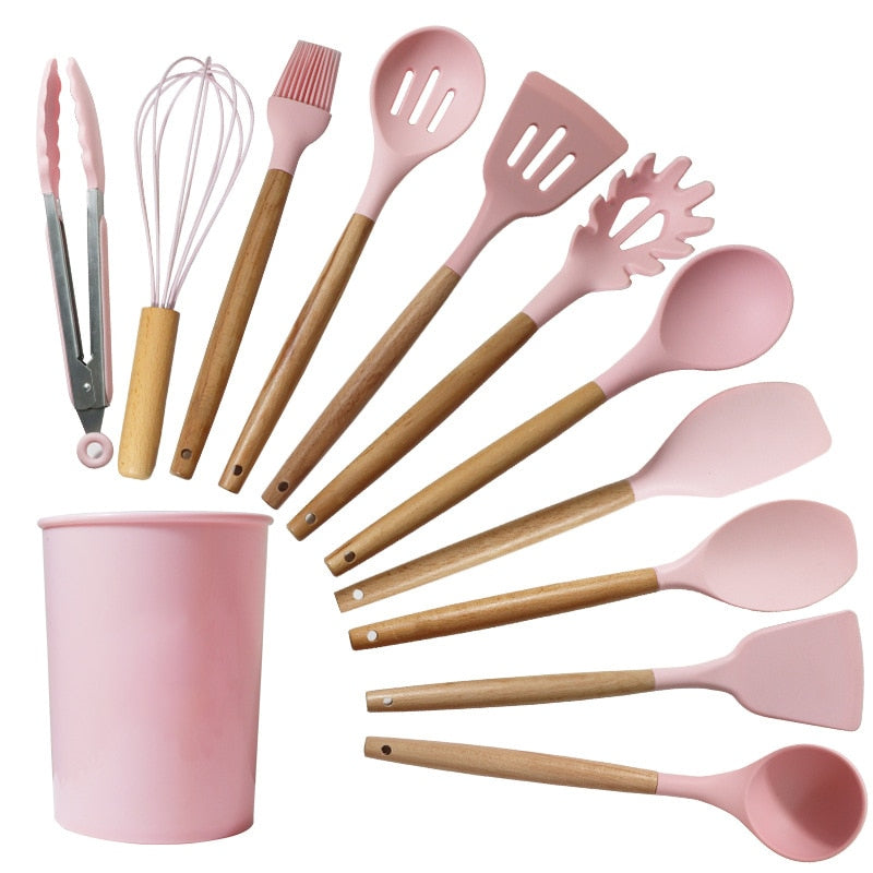 Silicone Kitchen Utensils Set Non-Stick Cookware for Kitchen