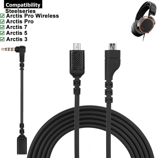 Replacement Cable GameDac Detachable Cord Supporting RGB for SteelSeries Arctis 3 5 7 Pro + Plus Wired Wireless Gaming Headsets