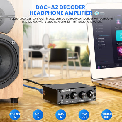 AIYIMA HiFi USB Audio DAC Headphone Speaker Amplifier