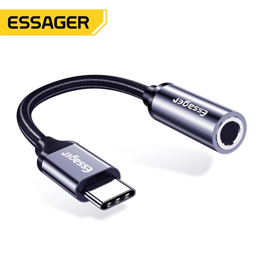 Essager Type C to 3.5mm Headphone Jack Adapter For Phones Tablets Laptops