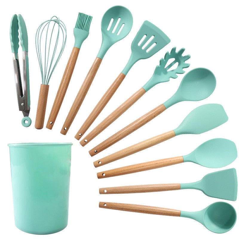 Silicone Kitchen Utensils Set Non-Stick Cookware for Kitchen