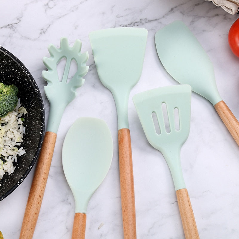 Silicone Kitchen Utensils Set Non-Stick Cookware for Kitchen