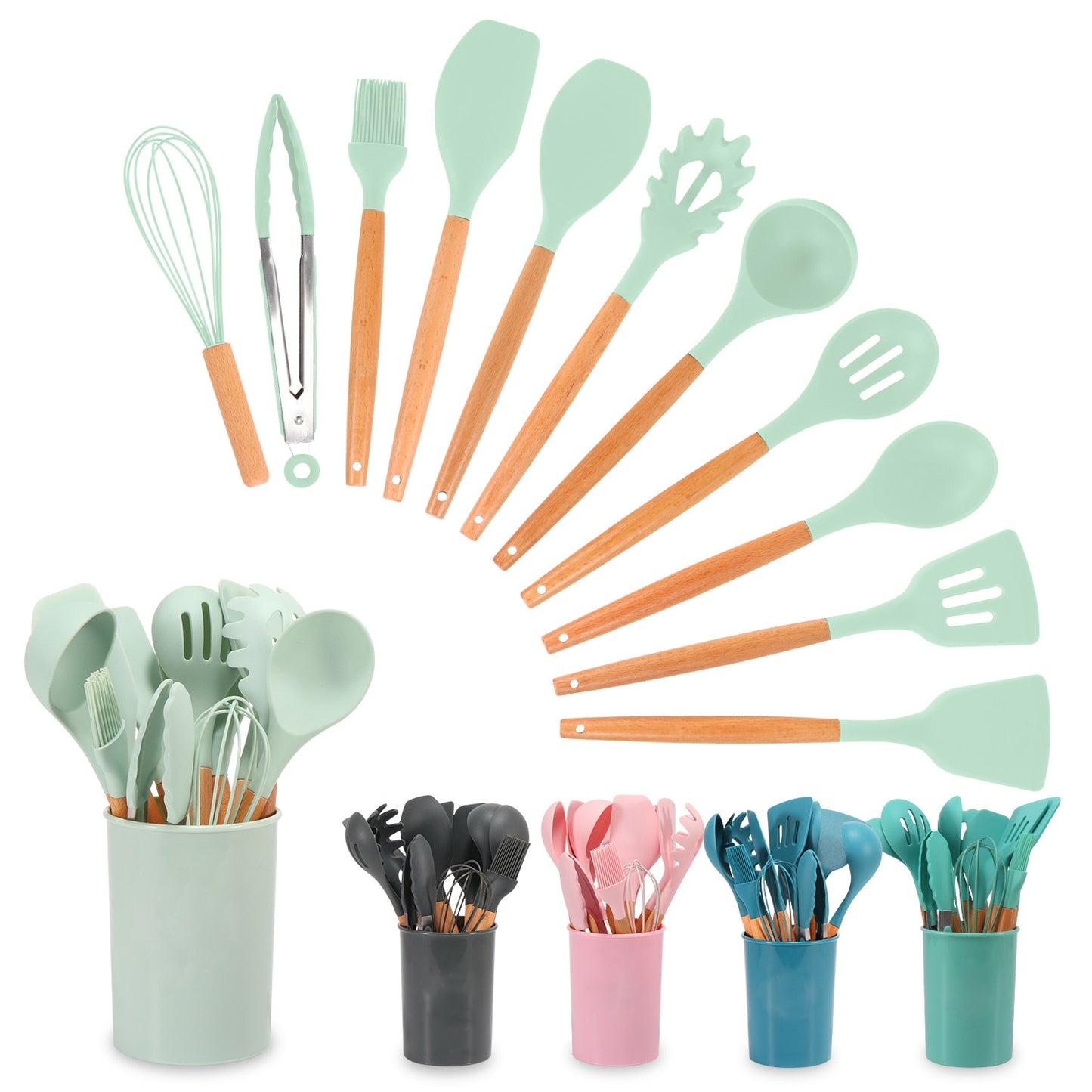 Silicone Kitchen Utensils Set Non-Stick Cookware for Kitchen